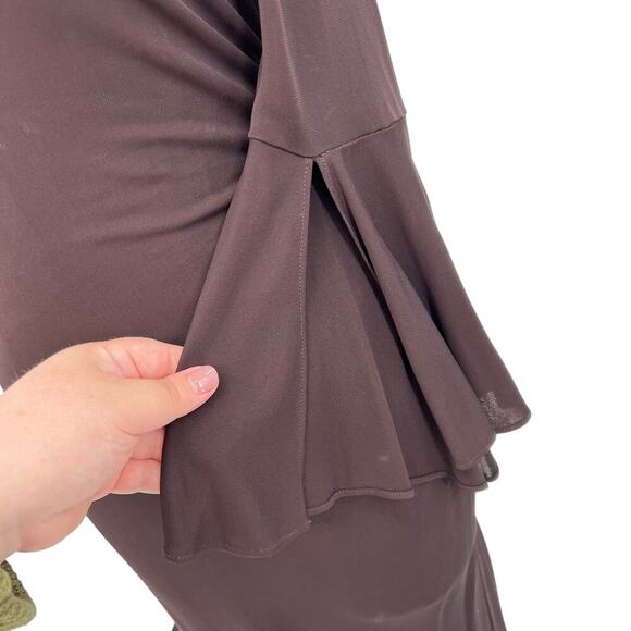 Diane von Furstenberg Vintage Brown Bell Sleeve Sheath Dress Y2K Size 12 - Picture 7 of 14